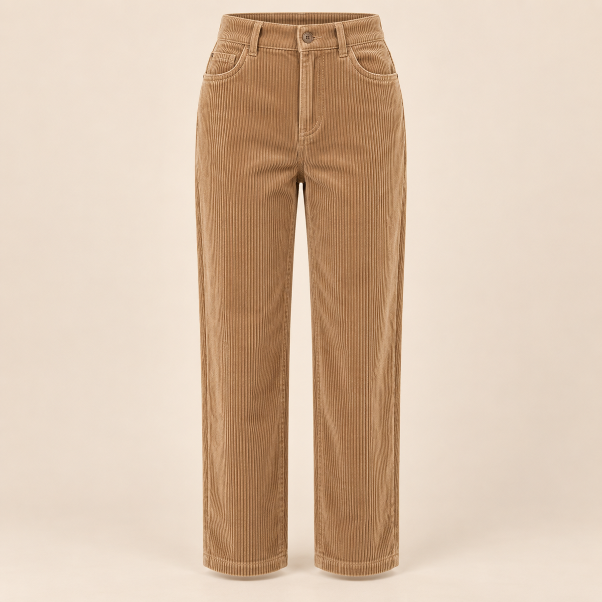 High-Waisted Straight-Leg Corduroy Pants